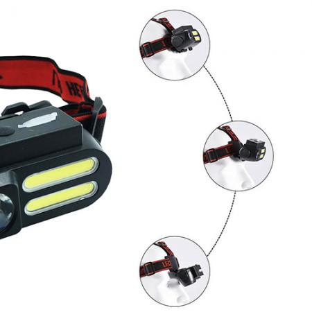Ліхтар налобний BL-611-1LM+2COB, micro USB, 1x18650 оптом
