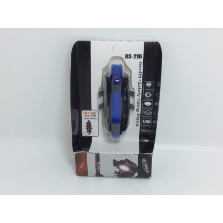 Фонарь задний BS-216, аккум. Li-ion, micro USB,синий оптом