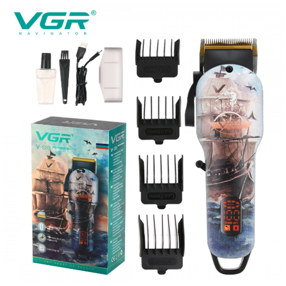 Машинка для стрижки волос VGR V-689 с дисплеем оптом