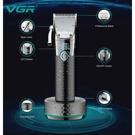 Профессиональная беспроводная машинка для стрижки волос VGR