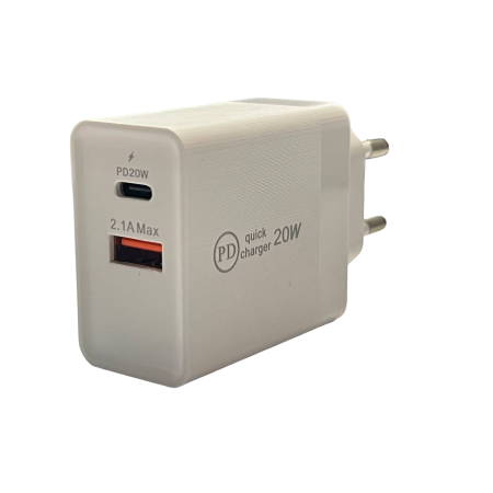 Адаптер заряджання 220V Fast Charge 18W PD USB та Type C