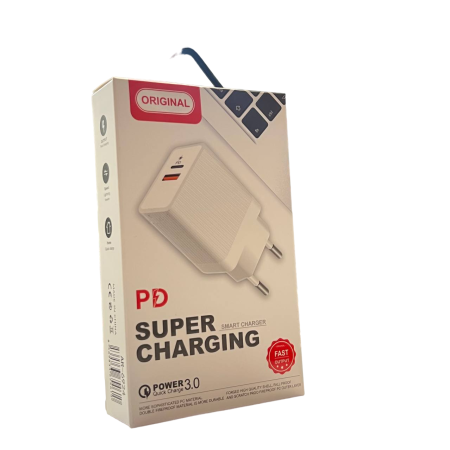 Адаптер заряджання 220V Fast Charge 18W PD USB та Type C