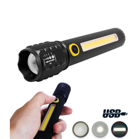 Мощный LED фонарь BL-504 COB фонарик ручной с USB зарядкой