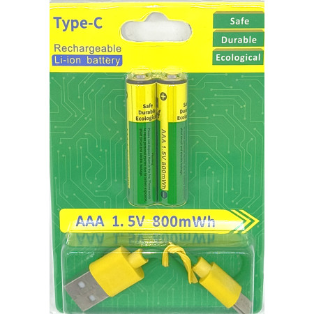 акумулятор AAA-mini-1.5 v 800-Mah з TYPE-_C зарядкою цена за